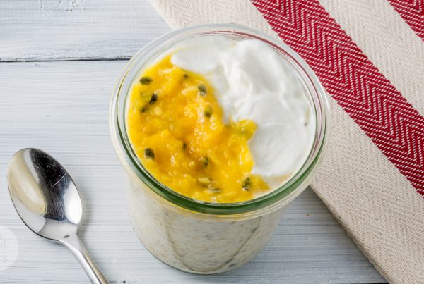 mango and passion fruit overnight oats